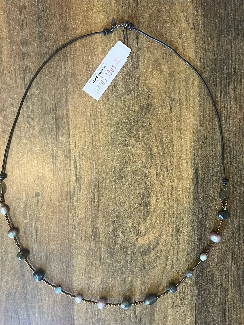 NWT Peyote Bird Designs Leather Pearl Labradorite Santa Fe Necklace